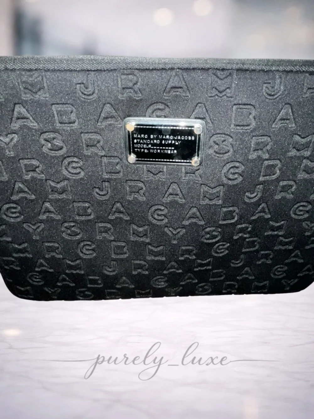 Marc By Marc Jacobs Black Embossed Monogram Laptop Sleeve - Picture 2 of 4
